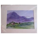 D. Dawson watercolor of moutains D. Dawson watercolor of moutains