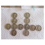 1942- 1949 Washington quarters (13 pcs) 1942- 1949 Washington quarters (13 pcs)