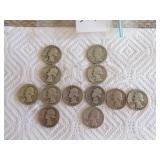 1942- 1949 Washington quarters (13 pcs)