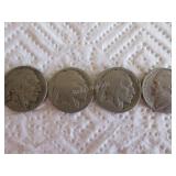 3 Buffalo nickels, 1 1961 nickel 3 Buffalo nickels, 1 1961 nickel