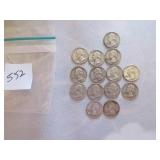 1956- 1959 Washington quarters (14 pcs) 1956- 1959 Washington quarters (14 pcs)
