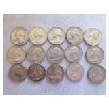 15- 1964 Washington quarters 15- 1964 Washington quarters