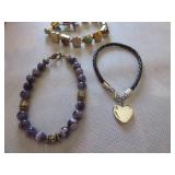 Charoite bead bracelet, Nine West heart bracelet Charoite bead bracelet, Nine West heart bracelet