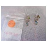 Sterling, blue topaz and peridot earrings