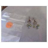 Sterling, blue topaz and peridot earrings