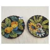 2 hand painted luncheon plates Made in Italy