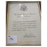 Honorary certificate from President Carter Honorary certificate from President Carter