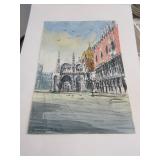 Original watercolor of Venice St. Marks Square