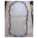 Kyanite and gray pearl necklace (matinee length)