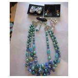 Vintage necklace, earrings, pin, brooch with Vintage necklace, earrings, pin, brooch with