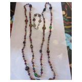 Glass bead necklace (opera length), bracelet