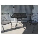 Heavy metal patio table and 2 chairs