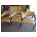 Game table and 3 vintage game table chairs