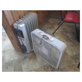 Heater, box fan