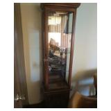 Lighted curio cabinet w/ lower storage area