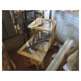 Mid-Century blonde glasstop end table