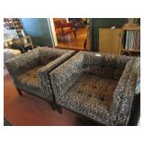 Mid-Century club chairs in leopard print