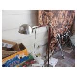 Mid-Century wood and chrome floor lamp