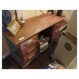 Vintage kneehole desk with leather end panels