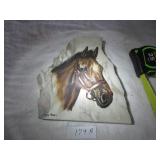 Arabian foal painted on marble slab signed