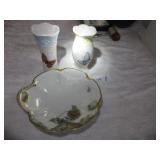 Nippon hand painted candy dish, 2 Lenox Buttery