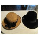 Eric Javits straw bonnet, Borsalino Italian wool