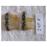 Pair of hair combs with turquoise embellished