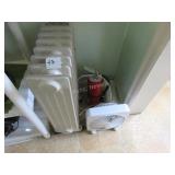 Heater, fan, fire extinguisher
