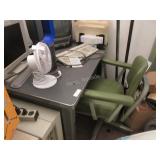 Vintage metal desk, vintage desk chair