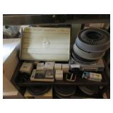 Slide projector, slide tray, slide storage boxes