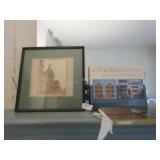 Litho of a cathedral, book on Architecture