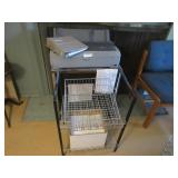 Epson printer, printer stand, file trays