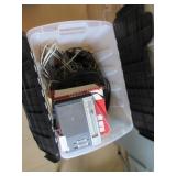 Sony radio, patch cords, changing bag, etc