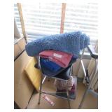 step stool , towels, rug