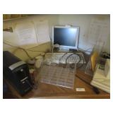 Battery backup, computer monitor, keyboard,