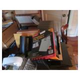 Office supplies, adding machine, file trays