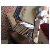 Wooden book shelf, books
