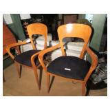 Mid Century bentwood arm chairs w/ cloth seats