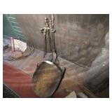 Fireplace tool set, log carrier