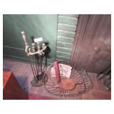 Fireplace tool set, log carrier, bellows, matches