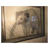 Drawing of elephant singed Nieder
