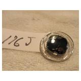 800 silver and hematite brooch