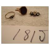 2 19kt gold vintage rings (broken), diamond and