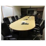 Conference table with 13 adjustable office chairs