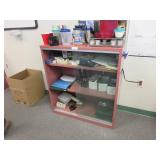 Metal display cabinet with glass doors