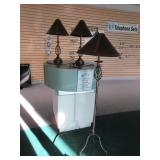 3 matching metal lamps