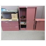 3 pc lot: lateral file, sliding door shelf units