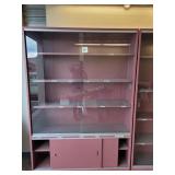 Metal cabinet with glass doors & lower storage