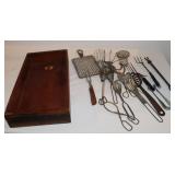 Vintage Kitchen Tongs, Strainers, Whisks, Fork, 