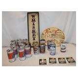 Whiskey Sign, 18 Beer Collectible Cans,...